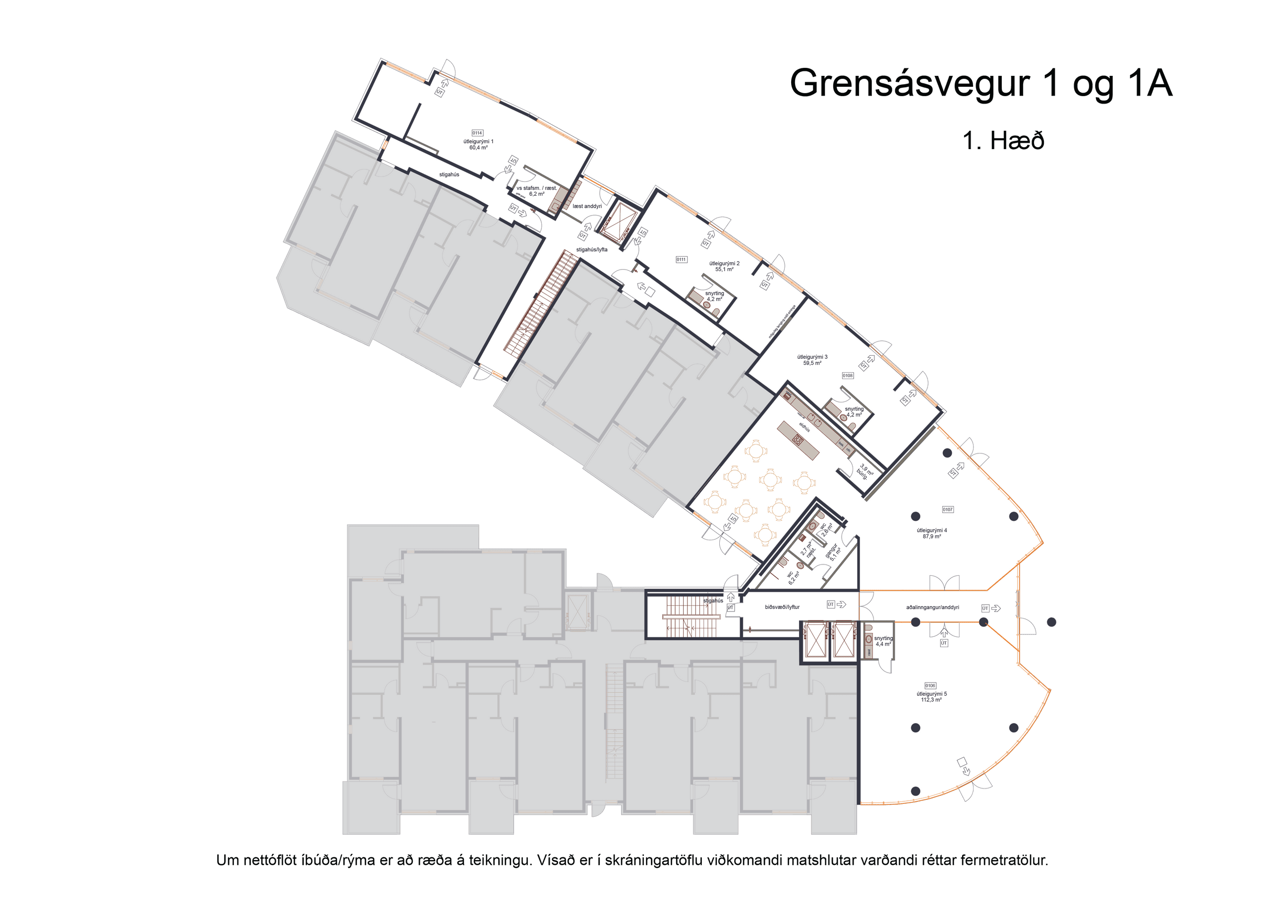 Grensásvegur 1A - Grunnteikning 1. hæð